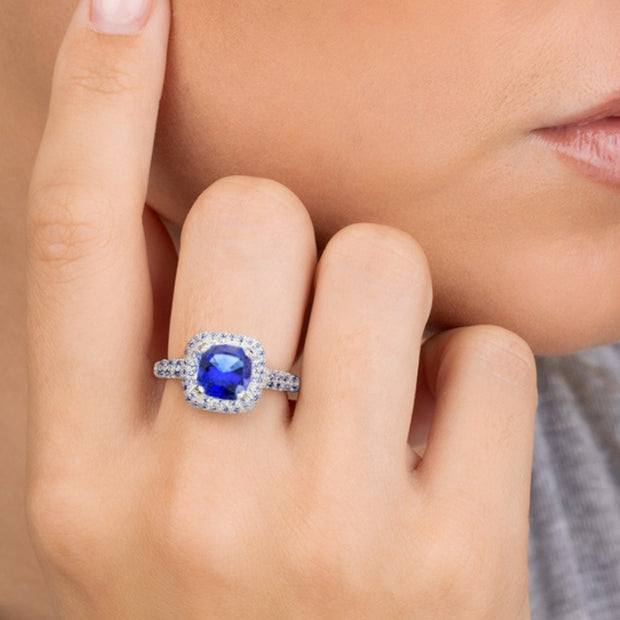 Sterling Silver Sapphire CZ Legacy Ring