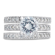 Sterling Silver Brilliant CZ with 2 Bands