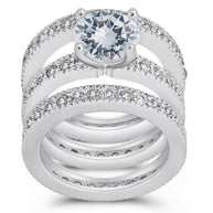 Sterling Silver Brilliant CZ with 2 Bands
