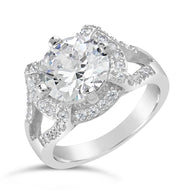 Sterling Silver Split Shank CZ Halo Ring
