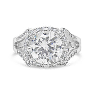 Sterling Silver Split Shank CZ Halo Ring