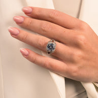 Sterling Silver Split Shank CZ Halo Ring