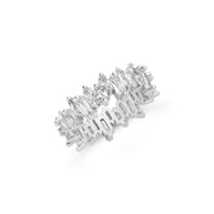 Sterling Silver CZ Staggered Eternity Band