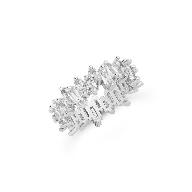 Sterling Silver CZ Staggered Eternity Band