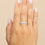 Sterling Silver CZ Staggered Eternity Band