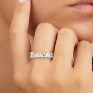 Sterling Silver CZ Staggered Eternity Band