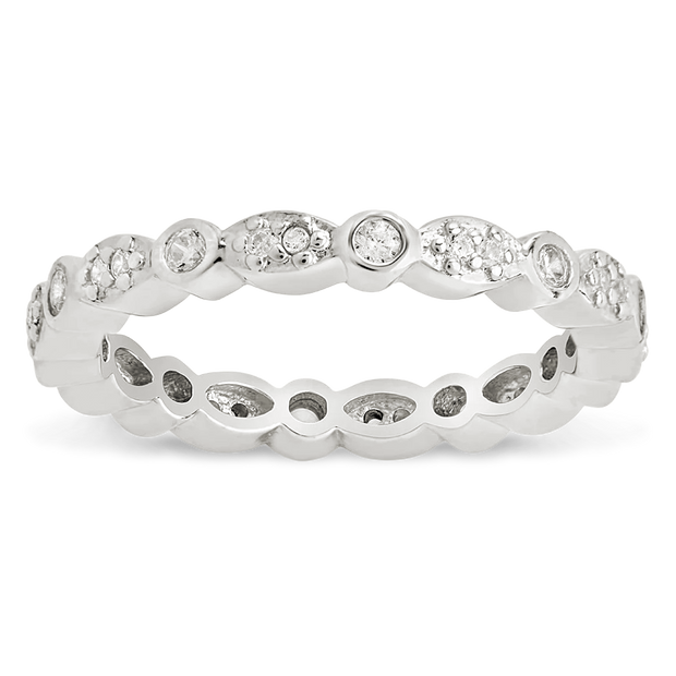 Sterling Silver CZ Bezel Band Ring
