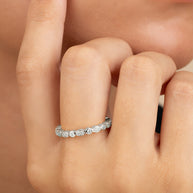 Sterling Silver CZ Bezel Band Ring