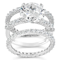 Sterling Silver Brilliant Engagement Ring Set of 3