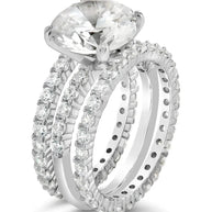 Sterling Silver Brilliant Engagement Ring Set of 3