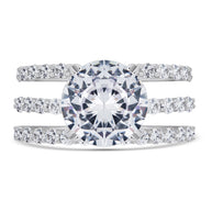 Sterling Silver Brilliant Engagement Ring Set of 3