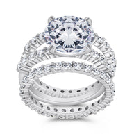 Sterling Silver Brilliant Engagement Ring Set of 3