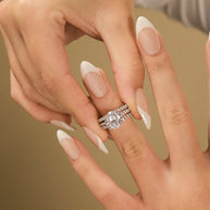Sterling Silver Brilliant Engagement Ring Set of 3