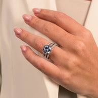 Sterling Silver Brilliant Engagement Ring Set of 3