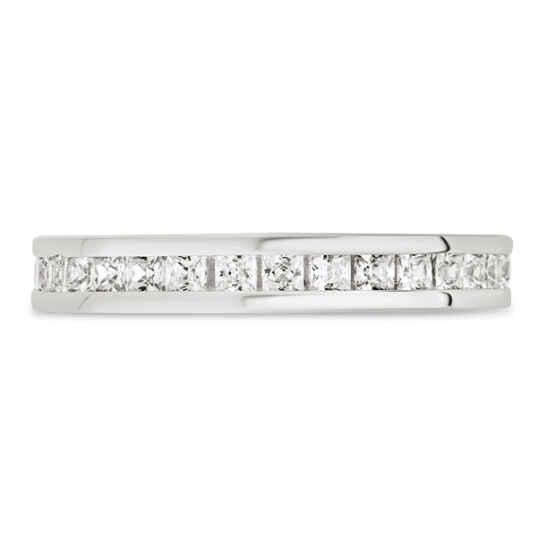 Sterling Silver Princess Eternity Wedding Band