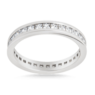Sterling Silver Princess Eternity Wedding Band