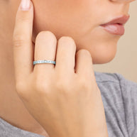 Sterling Silver Princess Eternity Wedding Band