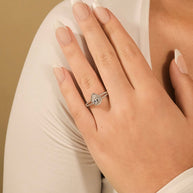 Sterling Silver CZ Pear Cut Engagement Ring