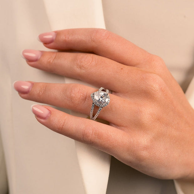 Sterling Silver CZ Pear Cut Engagement Ring