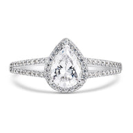 Sterling Silver CZ Pear Cut Engagement Ring