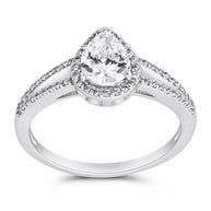 Sterling Silver CZ Pear Cut Engagement Ring