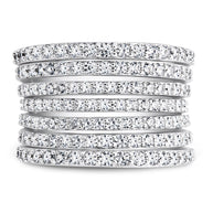 Sterling Silver CZ Multi-Row Statement Ring