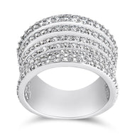 Sterling Silver CZ Multi-Row Statement Ring