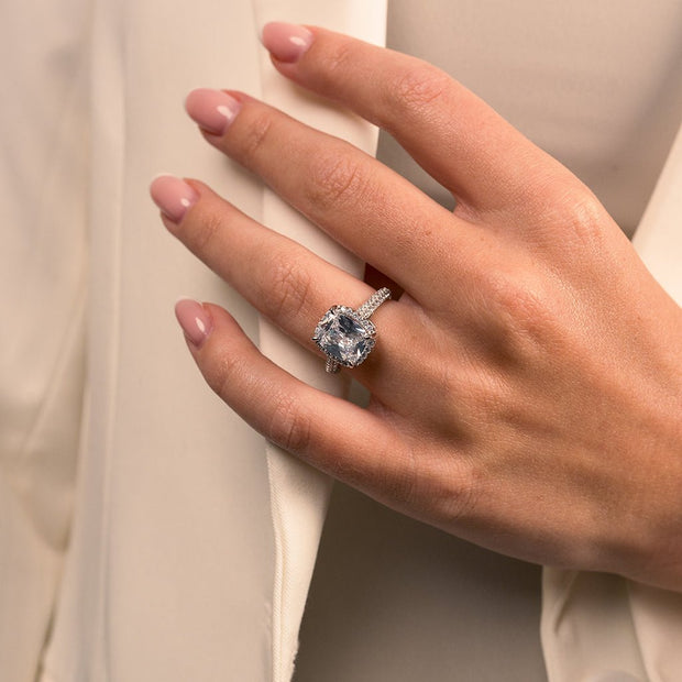 Sterling Silver Jessa CZ Radiant Ring
