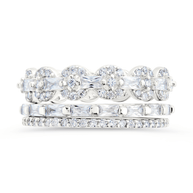 Sterling Silver Melody CZ Bezel Ring Set of 3