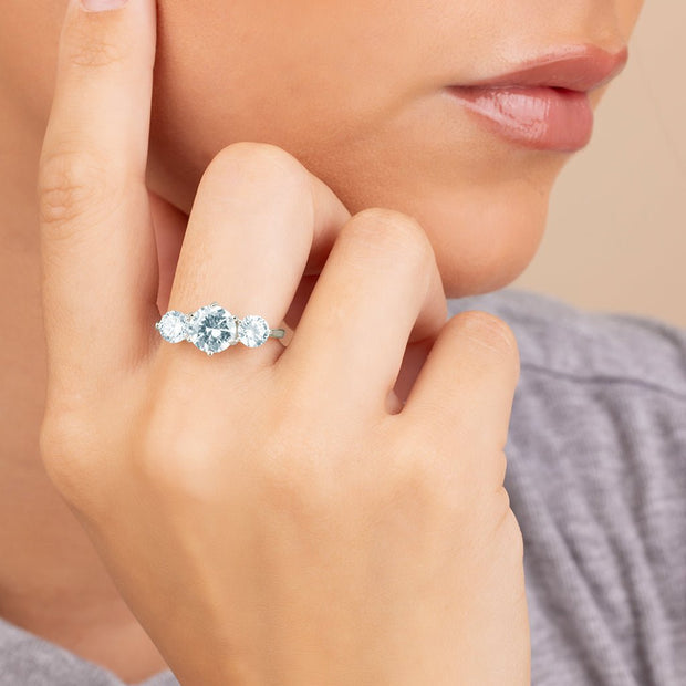 Sterling Silver Nia CZ Round Ring