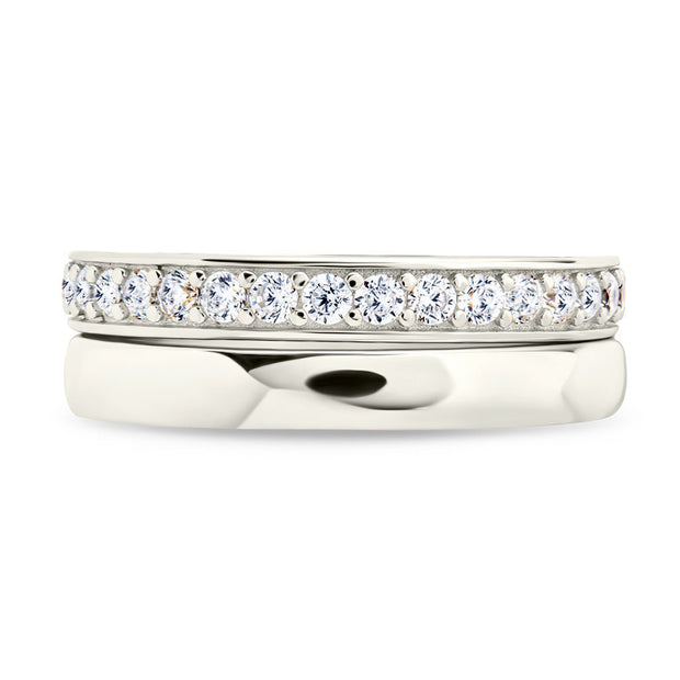 Sterling Silver Jackie CZ Stacking Ring Set of 2