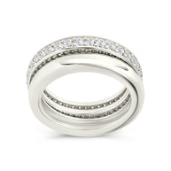 Sterling Silver Jackie CZ Stacking Ring Set of 2