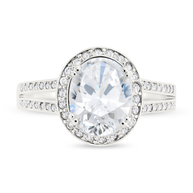 Sterling Silver Susan CZ Halo Ring