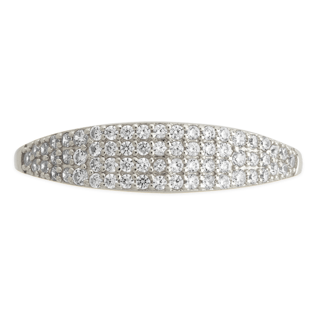 Sterling Silver Pave Signet Ring