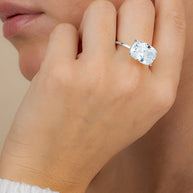 Sterling Silver Cushion East-West Ring