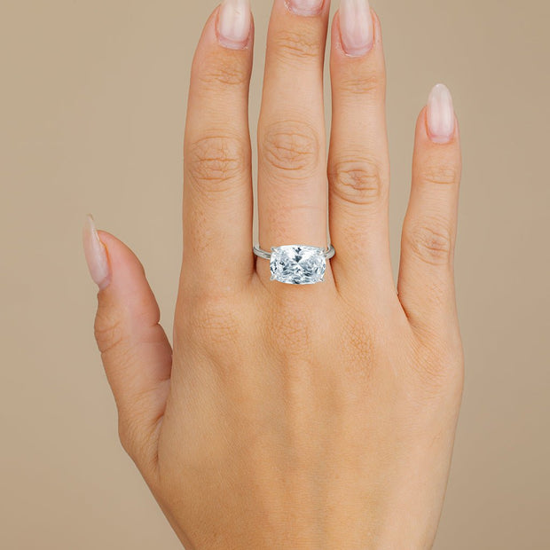 Sterling Silver Cushion East-West Ring