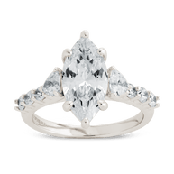 Sterling Silver Marquise & Trillion Ring