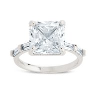 Sterling Silver Princess Baguette Ring