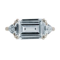 Sterling Silver Emerald & Trillion Ring