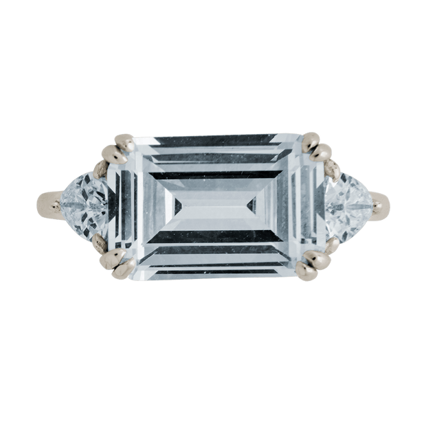 Sterling Silver Emerald & Trillion Ring