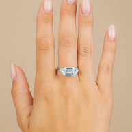Sterling Silver Emerald & Trillion Ring