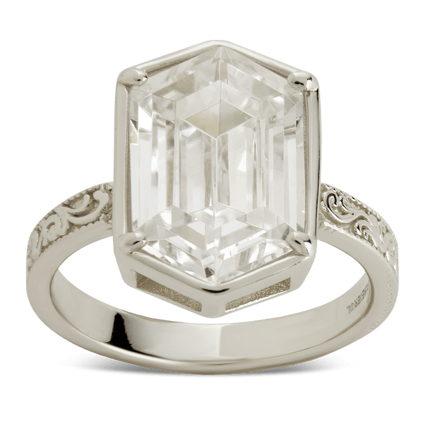 Sterling Silver Hexagon Bezel Ring