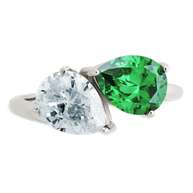 Sterling Silver Pear Toi et Moi Ring