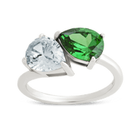 Sterling Silver Pear Toi et Moi Ring