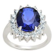 Sterling Silver Sapphire Halo Ring