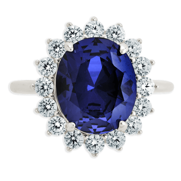 Sterling Silver Sapphire Halo Ring