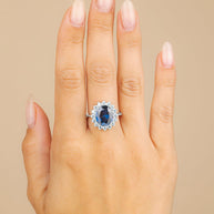 Sterling Silver Sapphire Halo Ring