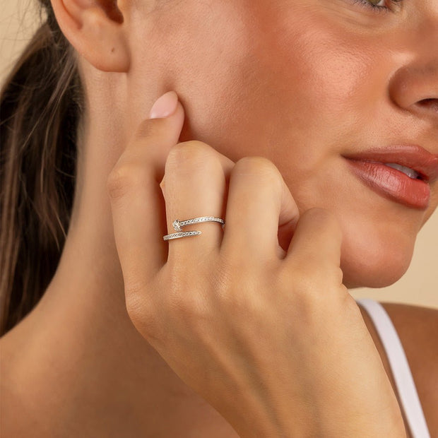 Sterling Silver Journey Twisted Sparkle Wrap Ring