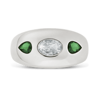 Sterling Silver Triple-Stone Tapered Dome Ring
