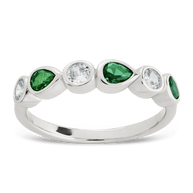 Sterling Silver Pear and Round Bezel-Set Ring